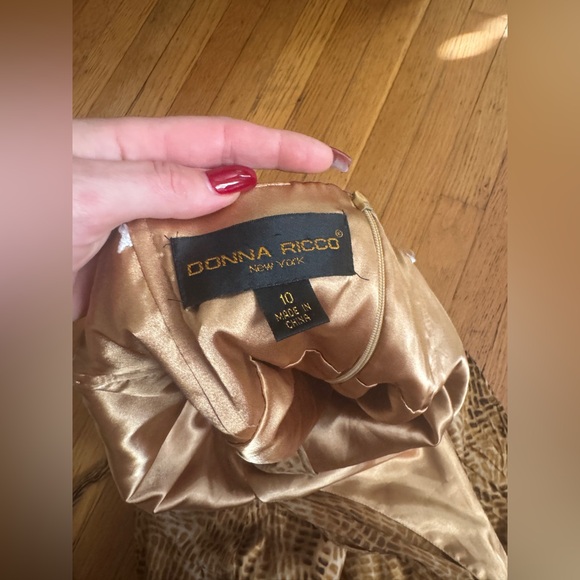 Y2K Vintage Donna Ricco Silk Snake Skin Print Halter Dress Sz M - Picture 3 of 9